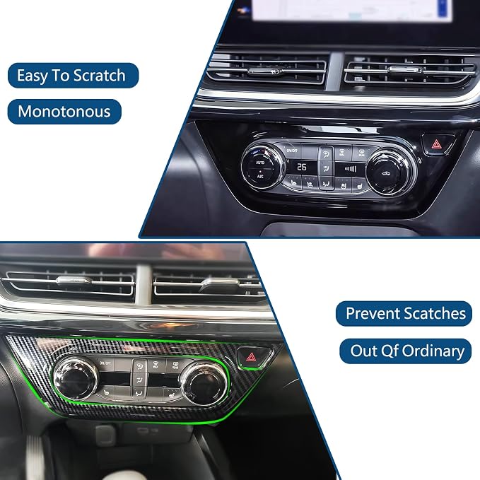 Air Condition Control Switch Panel Cover Anti Scratch Protection Trim Decorative Interior Accessories Kit ABS Material Imitation Carbon Fiber Pattern for Chevrolet Trax 2023 2024 2025