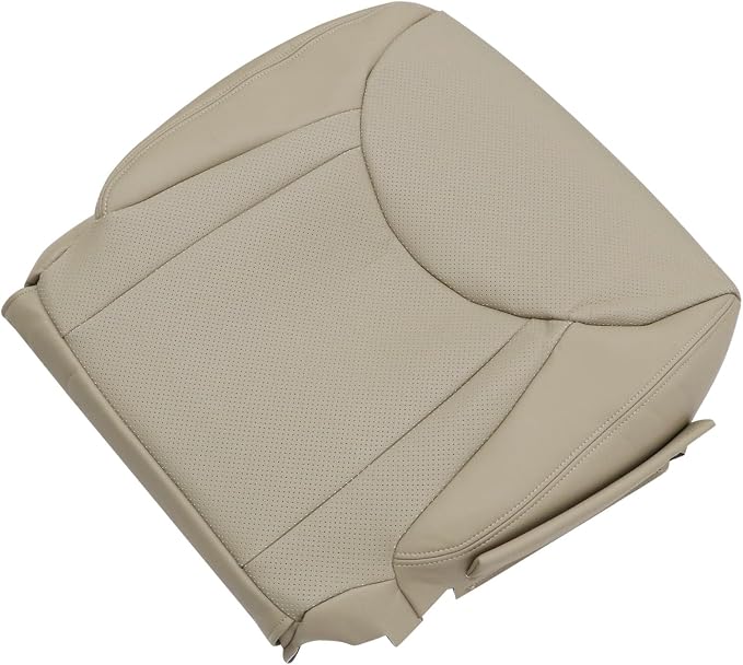 NLQR Tan Front Driver and Passenger Side Bottom & Top Lean Back Replacement Perforated Microfiber Leather Seat Covers Compatible with Lexus LS430 2001 2002 2003 2004 2005 2006