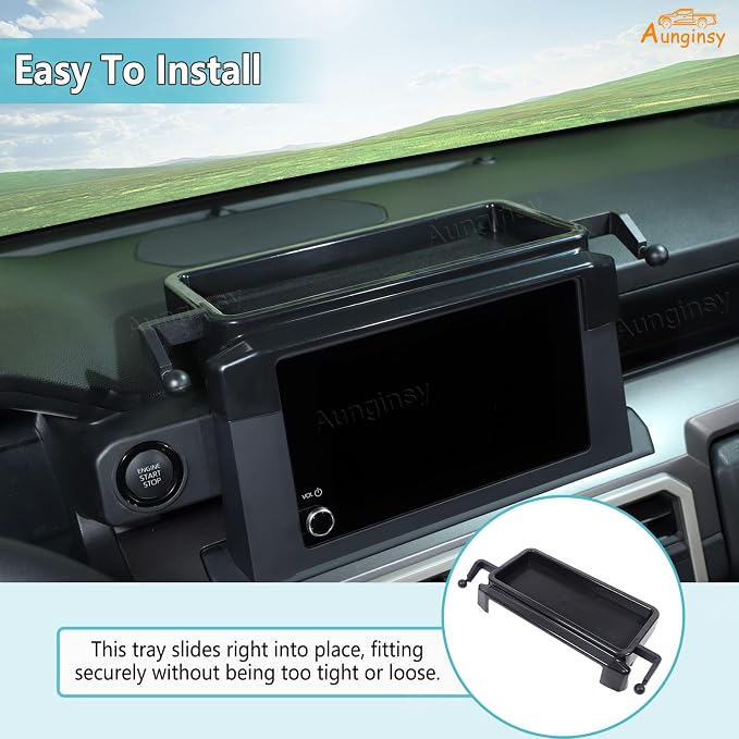 Aunginsy Center Console Dash Storage Tray Compatible with Toyota Tacoma 2024 2025 2026, Car Dashboard Storage Box Organizer Holder Insert Mounted Tray ABS Interior Accessories, Only Fit 8-inch Screen