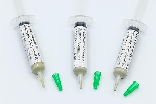TechDiamondTools Kit of 3 Diamond Lapping Paste Polishing Compound USA Made 800 1500 2000 Grit Lapping Compound for Rock Glass Metal Jewelry Resin Marble with 10% of Diamond Powder