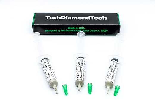 TechDiamondTools Kit of 3 Diamond Polishing Compound Polishing Paste USA Made 1500 3000 5000 Grit for Marble Glass Metal Rock Jewelry Resin Silver Gemstone with 10% of Diamond Powder