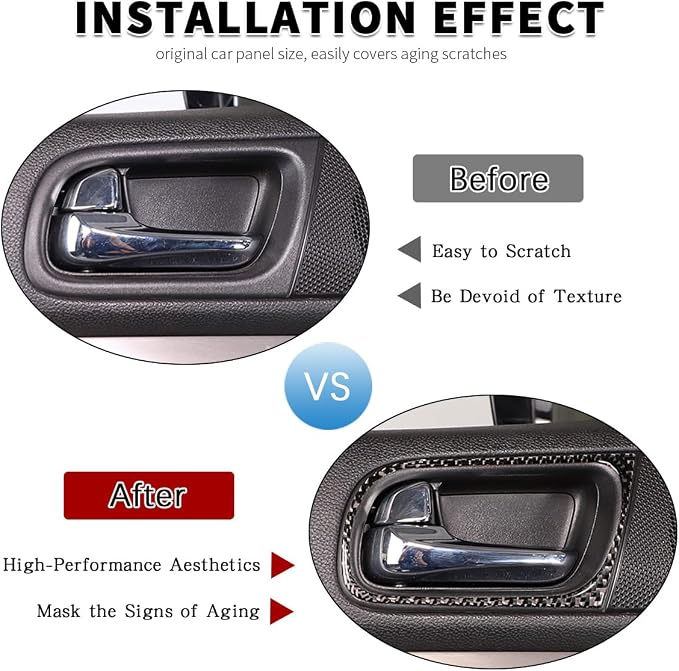 Real Soft Carbon Fiber Car Interior Door Panel/Door Handle Panel Inside the Vehicle Decorative Stickers,for Infiniti G Series 2007-2013,6PCS (Black)