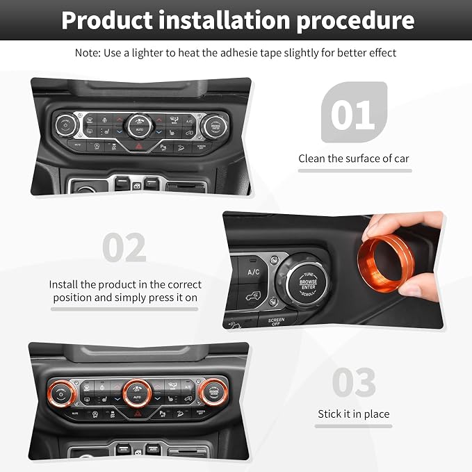 Cherocar Aluminum Alloy Air Conditioner & Headlight Console Switch Knob Covers for 2018-2026 Jeep Wrangler JL JLU 4XE Gladiator JT Interior Trim,4-Piece Set