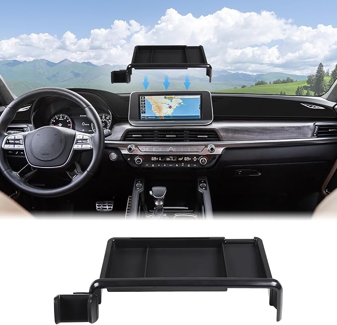 Aunginsy Center Console Dash Storage Tray Compatible with Kia Telluride 2020-2022, Dashboard Multi-Functional Phone Holder Storage Box, Dash Organizer Tray Insert with Mobile Phone Mount Accessories