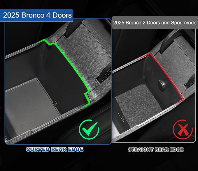 GZSH 2025 Upgrade Center Console Organizer fit for 2025 Ford Bronco 4 Door and 4 PCS Door Handle Storage Box fit for Ford Bronco 2021-2025 (Not for Sport)