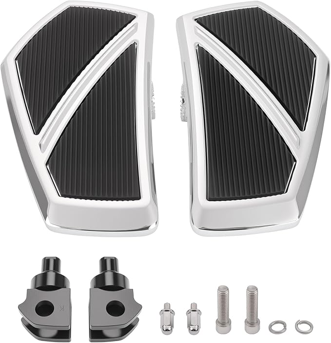 Front Footpegs Rider Floorboards Compatible with Kawasaki Vulcan S 650 Accessories 2015-2025 Anti-Slip Wide Motorcycle Highway Pegs (Chrome)
