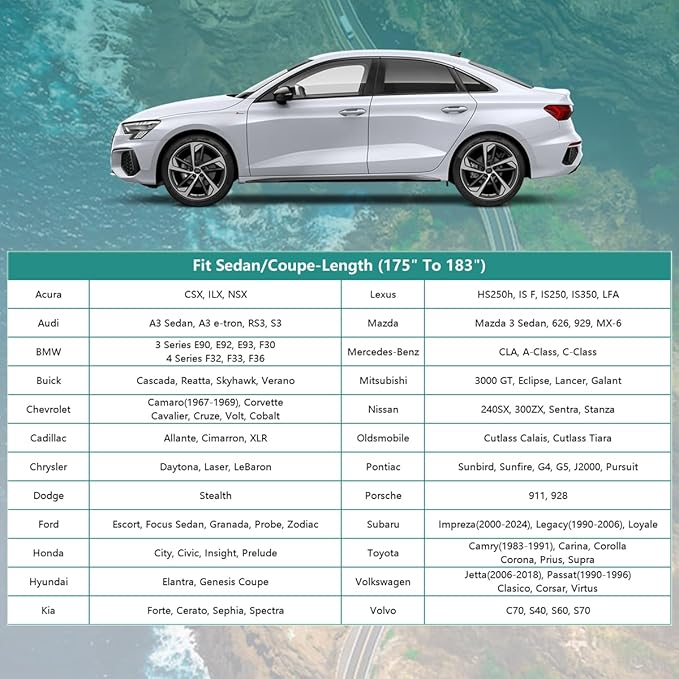 GUNHYI Car Cover for Automobiles Waterproof All Weather, Universal Fit Toyota Corolla, Honda Civic, Hyundai Elantra, Nissan Sentra, Mercedes-Benz CLA-Class, Genesis Coupe etc.