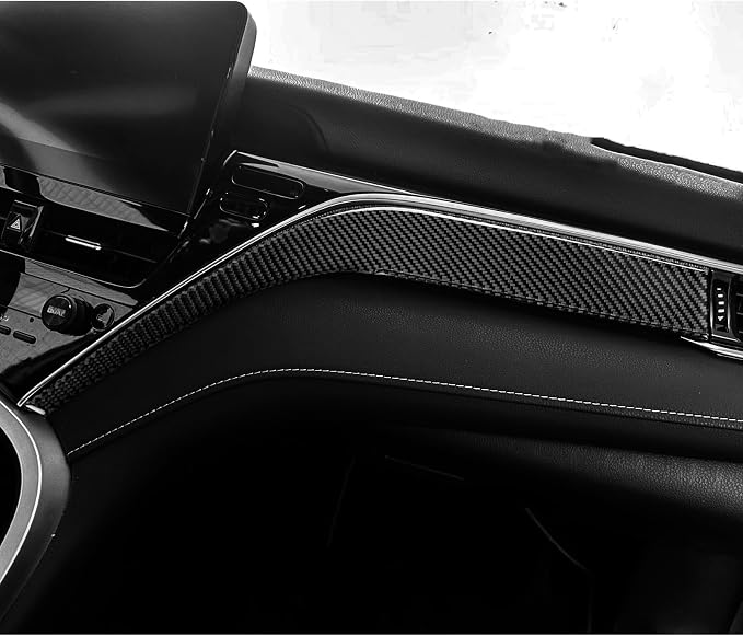 NVCNX Real Premium Carbon Fiber for Toyota Camry Accessories 2018-2024 2019 2020 2021 2022 2023 SE/LE/XSE/XLE/SE Nightshade/L/TRD Gas Hybrid Dash Passenger Side Panel Cover Interior Trim Sticker 2PCs