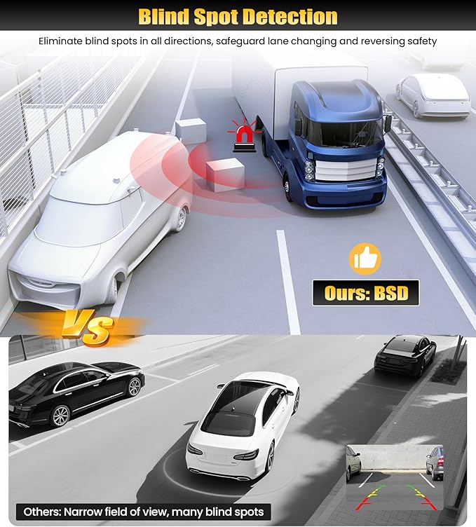 7 Inch Wireless Backup Camera for Car Truck Monitor Digital Signal Stable Front/Rear View Cameras Night Vision IP68 Waterproof for Truck/Car/Pickup/SUV/Tractors/Bus