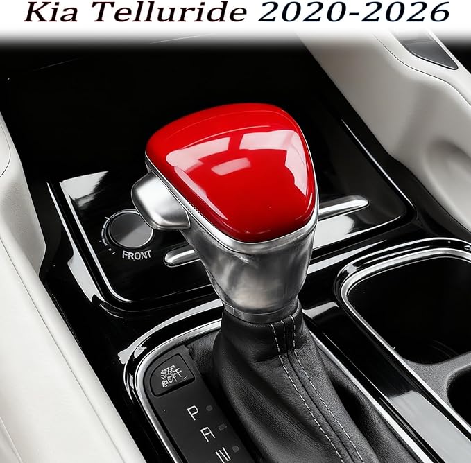 Gear Shift Cover,for Kia Telluride 2020 2021 2022 2023 2024 2025 2026,Car Center Console Gear Shift Knob Cover Trim Cap - Wine Red