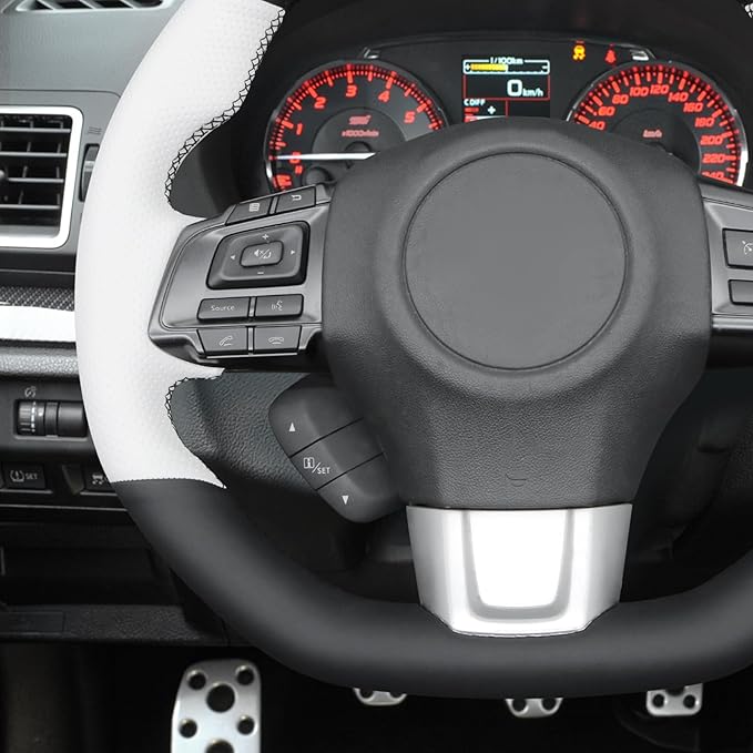 MEWANT Hand Stitch Steering Wheel Cover Wrap for Subaru WRX 2015-2021 / WRX STI 2015-2021 Steering Wheel Accessories for Subaru WRX