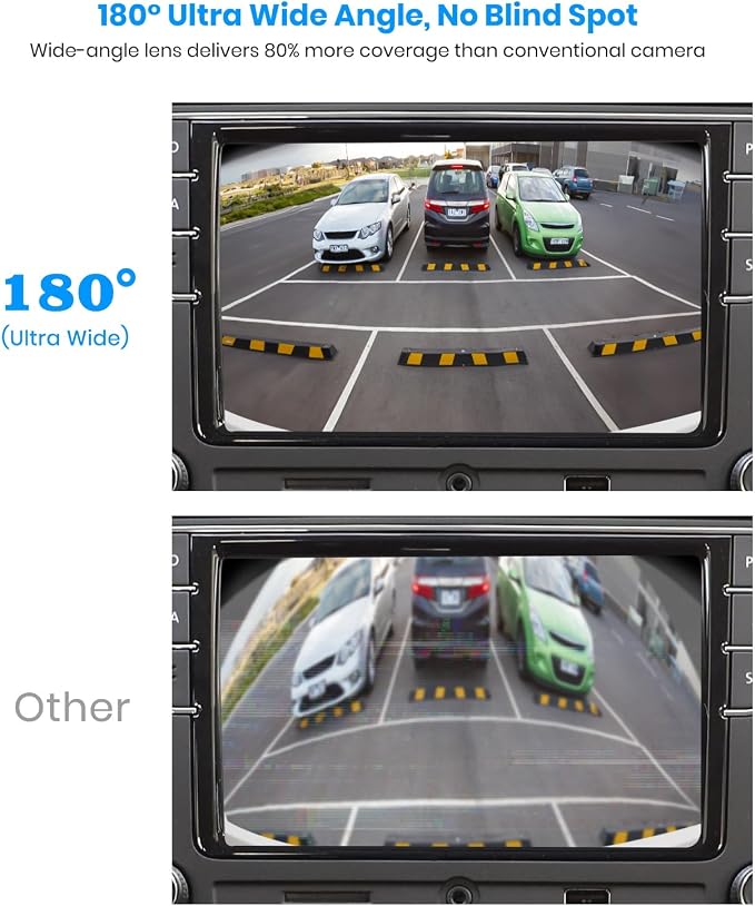 AUTO-VOX 180° Front/Backup Camera, OEM Mini Style, Screw-Free Easy Install, Side/Rear View Camera, IP69K Waterproof & 0.1Lux Low Light Back Up Camera for SUV/Pickup Truck/RV/Van/Camper/Car