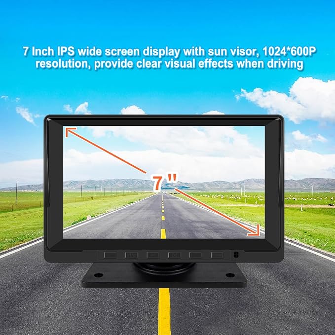 VSYSTO 4CH Backup Camera, 7'' Monitor 1/2/3/4 Split Screen Display Truck Dash Cam Vehicle DVR 720P Front & Sides & Rear Camera Infrared Night Vision Lens for Semi Trailer Van Tractor RV (Black-X7H)