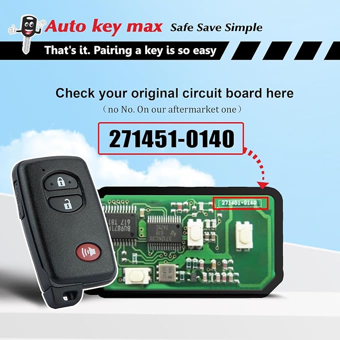 Programmable Keyfob, Replacement Car Keys Fob and DIY Programmer Kit for 2008-2012 Rav4 2008-2014 Highlander 2007-2010 Camry/Corolla Smart Remote HYQ14AAB 281451-0140 (3 Button)