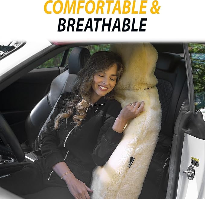 Sheepskin Seat Covers Fuzzy Car Seat Covers Ivory Australian Merino Wool Fluffy Fur Auto Accessories All Season Protection For Your Seats Universal Fits Most Car Suv Airbag Compatible 4- Pack