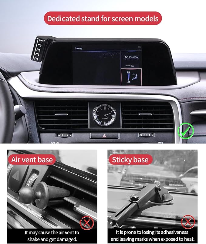 Wireless Charging Car Phone Holder for Lexus RX/RX Hybrid 2020-2022, 8" Screen Fixed Clip, 360° Rotation Car Phone Mount Compatible with MagSafe