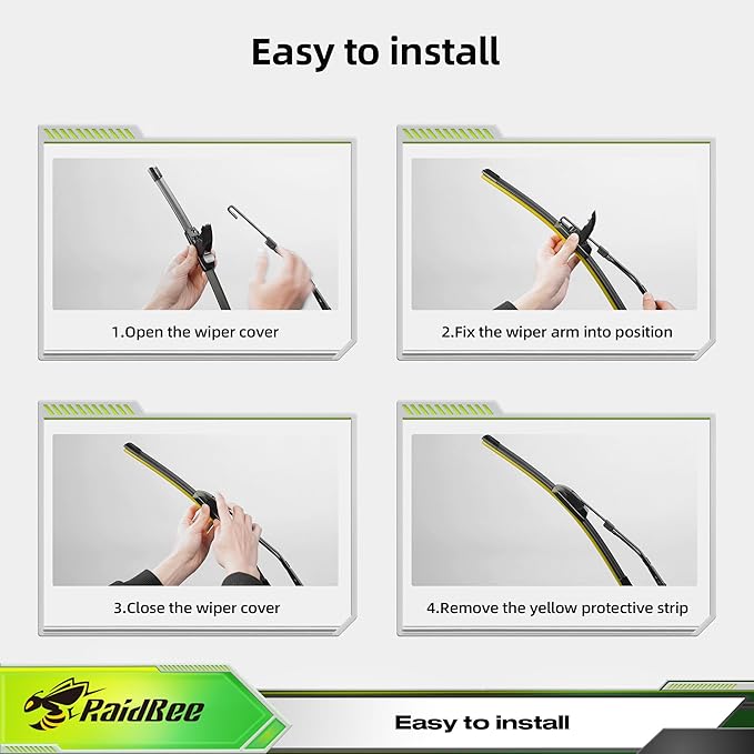 Raidbee® 24"+18" Silicone Windshield Wiper blades Replacement for Chey Equinox 2018-2023 Cruze 2011-2015 Jeep Compass 2018-2023 Nissan Frontier 2005-2024 Xterra 2005-2015 RC300 RC350 2016-2023 Oem