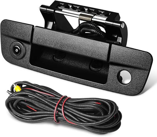 Rear Tailgate Handle Backup Camera Compatible with 2010-2018 Dodge Ram 1500 2500 3500 Rear View Reverse Back Up Camera RCA Connector with Key Hole-Textured Black, 68044904AG