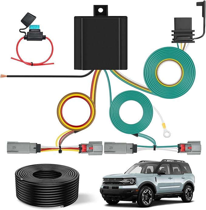Nilight 4 Pin Trailer Wiring Harness 56462 Vehicle Side Custom for 2021 2022 2023 2024 Ford Bronco Sport Simple Fit Tow Hitch Accessories