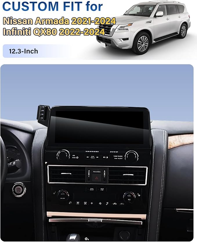 Car Phone Holder for Nissan Armada 2021-2024/Infiniti QX80 2022-2024 Accessories Automobile Cradles Magnetic Phone Mount Compatible with MagSafe, Strong Magnets Cell Phone Base(Only Fit 12.3-Inch)