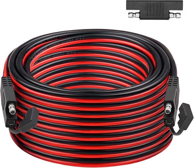 SAE Extension Cable 10AWG 100FT Quick Disconnect Tinned Copper Wire with SAE Connector Wire for Solar Panel, Battery, Tender Motorcycle, Automotive RV, Cars Tractor 10 Gauge