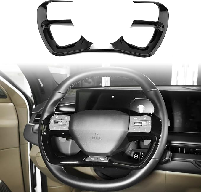 YOUTOOCAR Steering Wheel Trim Cover Compatible with Kia EV9 2024-2026 Accessories (Glossy Black)
