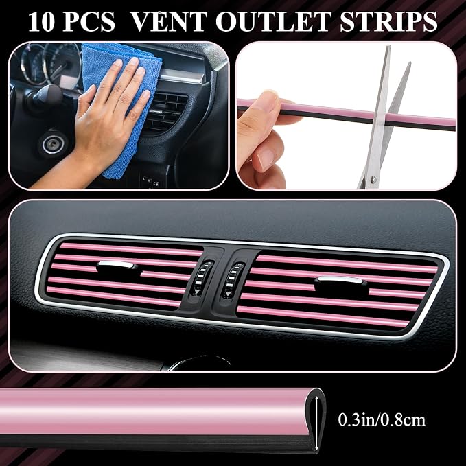 38 Pcs Pink Car Accessories Set for Women Bow Car Accessories Pink Seat Belt Cover Bow Hook Coaster Bling License Plate Decoration