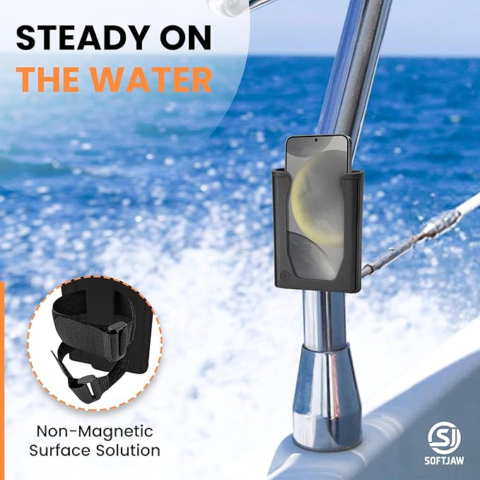 Chatelet SoftJaw Magnetic Phone Holder – Universal Rugged Phone Mount for Work, Boats, Trucks, Camping, Pool Umbrellas & More | Super Strong Magnets + Bonus Strap | USA Made (Black, Phone)