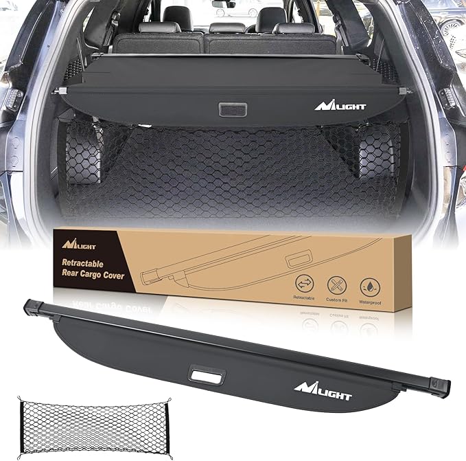Nilight Trunk Cargo Cover for Hyundai Santa Fe 2024 2025, Retractable Security Shade Rear Cargo Cover, with Trunk Storage Net