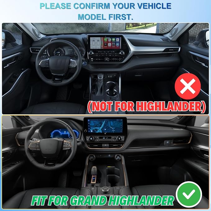 3Pcs Center Console Organizer for 2024-2026 Toyota Grand Highlander | Fits Hybrid LE/XLE/Ltd/Platinum, Dashboard Tray, Console Storage & Anti-slip Mat Protector (Non-Charging)