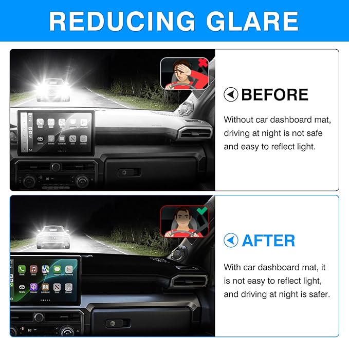 Autorder Dashboard Cover Mat for Toyota 4Runner 2025 2026 / Toyota Tacoma 2024 2025 2026 Accessories Dash Cover Upgrade Velvet Dash Mat Sunshade Glare UV Rays Protector