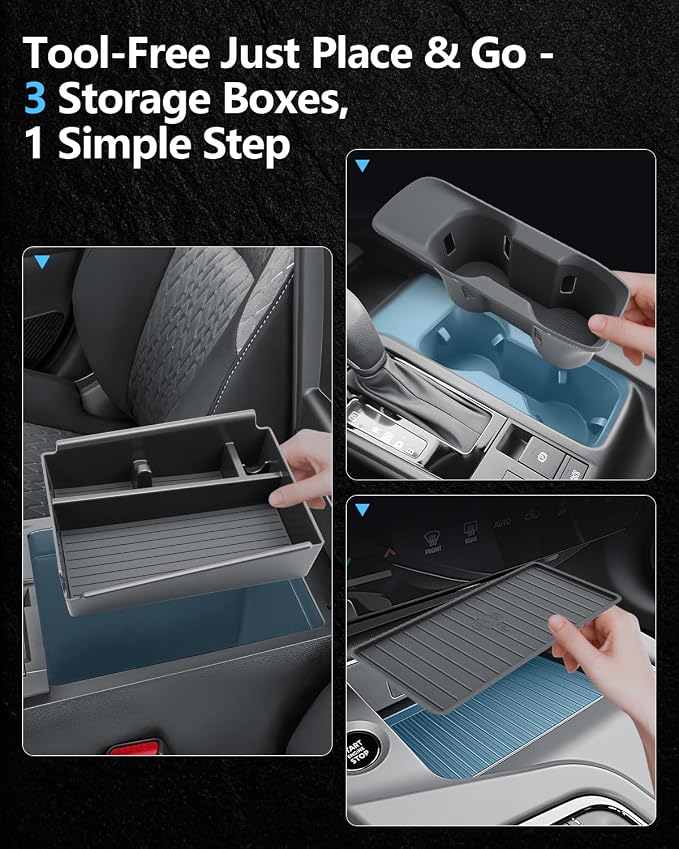 SKTU 3Pack 2026 Sentra Center Console Organizer 2026+ Sentra (S/SV/SR/SL) Console Tray & Cup Holder & Wireless Charging Mat Nissan Sentra 2026 Accessories ABS Tray with Coin and Sunglasses Holder