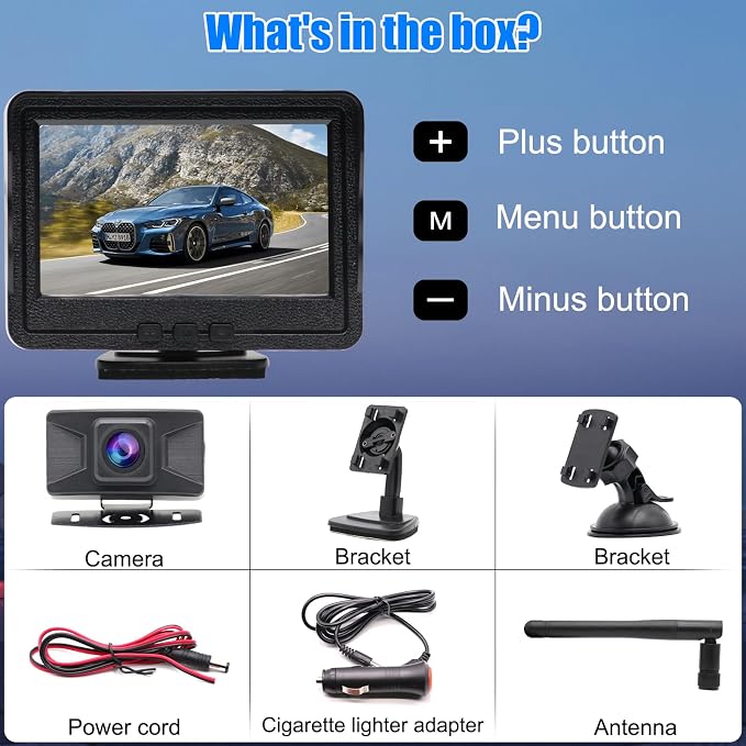 Wireless Backup Camera System Rear View Camera Monitor Kit HD 1080P Reverse Cameras for Truck Car Pickup RV Camper Waterproof Night Vision