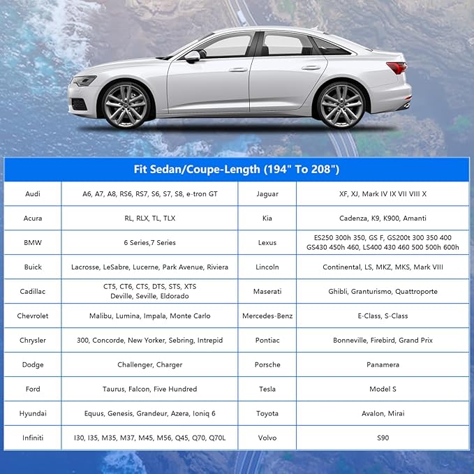 GUNHYI Car Cover Waterproof All Weather for Automobiles, Outdoor Full Car Cover Snowproof Windproof UV Protection, Universal Fit for Sedan. (Fit Sedan Length 194-208 inch, Silver)