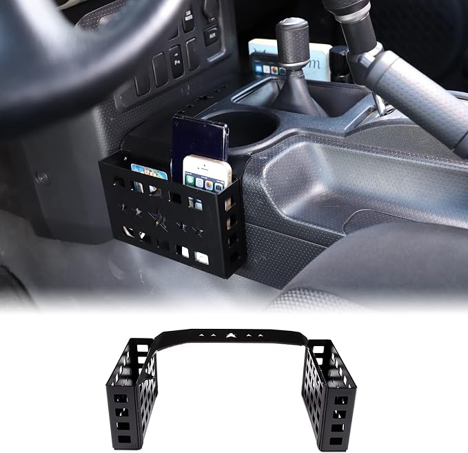 Aunginsy Center Console Gear Storage Box Basket Fit Toyot@a FJ Cruiser 2007-2024 Aluminum Gear Shift Side Storage Baskets Center Console Organizer Tray Armrest Storage Box Basket Interior Accessories