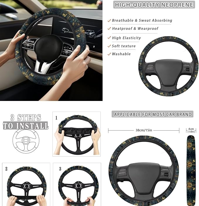 8 Pcs Green Dragonfly Car Accessories for Women Car Seat Covers Full Set with Front Seat Cover Steering Wheel Armrest Cover Seat Belt Cover for Auto SUV Interior Decoration