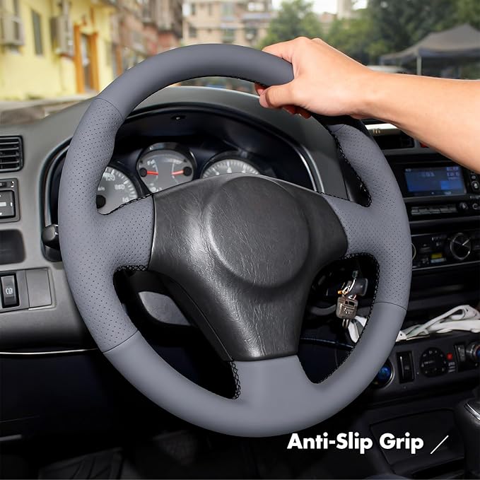 MEWANT Hand Stitch Steering Wheel Cover for Toyota RAV4 1998-2003 / Celica 1999-2006 / Corolla 2003-2008 / Matrix 2002-2008 / MR2 1999-2007 / Supra/Caldina, Custom Fit DIY Wrap Interior Accessories