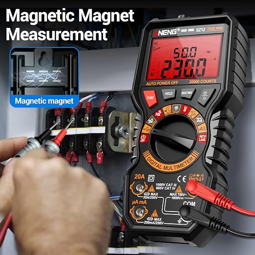 ANENG Multimeter,TRMS 20000 Counts Magnetic Digital Tester with High Resolution Auto Ranging MAX/MIN Voltmeter Measures AC/DC Voltage,Current,Resistance,Capacitance, NCV,Data Hold Amp for Automotive