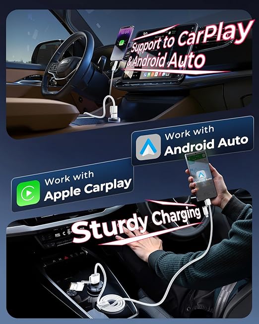 SHEZI 4-in-1 USB C Cable Compatible With Lightning Cable 60W Fast Charging & Data Transfer, Support to CarPlay & Android Auto, 5FT Travel Multi Cord Charger Combo for iPhone/iPad/Samsung/MacBook Cable