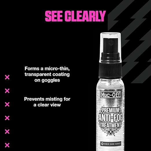 Muc Off Premium Anti-Fog Treatment, 30 Milliliters - Long-Lasting, Intensive Anti-Mist Spray - Suitable for Helmet Visors, Goggles and Glasses