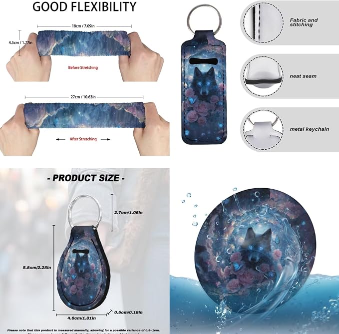Wolf Rose Butterfly Auto Seat Protector Full Set Decorative Car Accessories Set 15 Pack, Non Slip Car Steering Wheel Covers Armrest Pad Shoulder Strap Protector, Blue