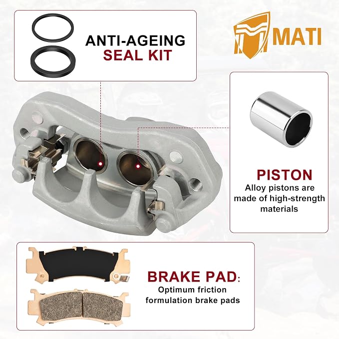 M MATI Front Right Disc Brake Caliper & Sintered Pads Kit for Honda Pioneer 1000 Talon 1000 1000X 1000R SXS1000 2016-2023 45250-HL4-A01