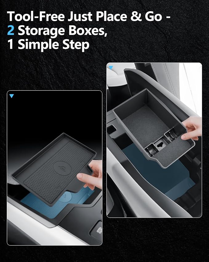 SKTU 2-Pack for 2026 Mazda CX-5 Center Console Organizer for 2026+ Mazda CX-5 Console Tray & Wireless Charging Mat Mazda CX5 2026 Accessories ABS Insert Armrest Storage Box with Coin Holder