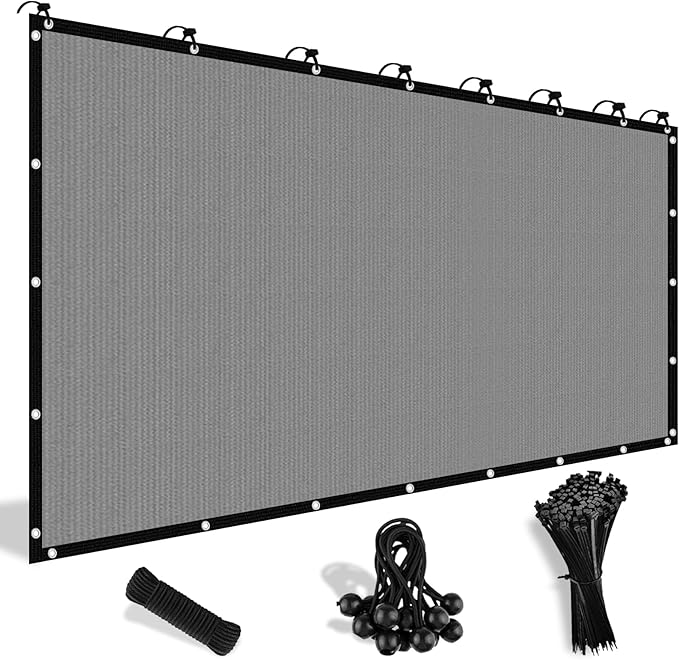 Shade&Beyond 90% Sun Shade Cloth with Grommets, 8' X 8' Pergola Shade Cover Canopy, Mesh Tarp Sun Screens for Patio, Outdoor, Garden, Backyard, Light Gray, GN10