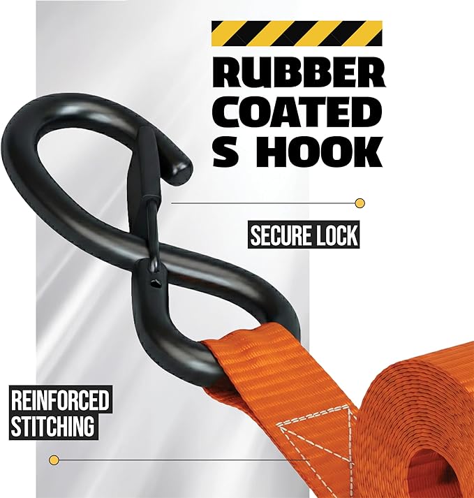AUGO Retractable Ratchet Straps | 2 Heavy Duty Ratchet Straps Self Retractable Tie Downs with Soft Loops & Storage Bag for Motorcycle, Truck, Trailer, Cargo Van | 1200 Lb Break Strength 1” x 10’