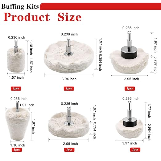 Tnisesm 10Pcs Buffing Wheel Kits,Polishing Wheels Buffing Pads for Drill for Metal Aluminum,Stainless Steel, Chrome, Jewelry, Wood, Plastic, Ceramic, Glass,etc