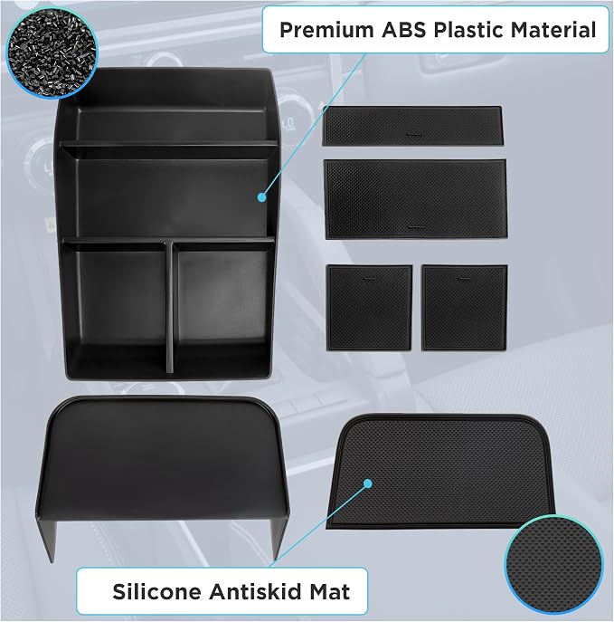 Center Console Organizer Compatible with 2024-2026 Chevy Traverse Interior Accessories, Divider Compartment Tray and Center Console Bottom Storage Box; Not fit for 2024 Chevy Traverse Limited