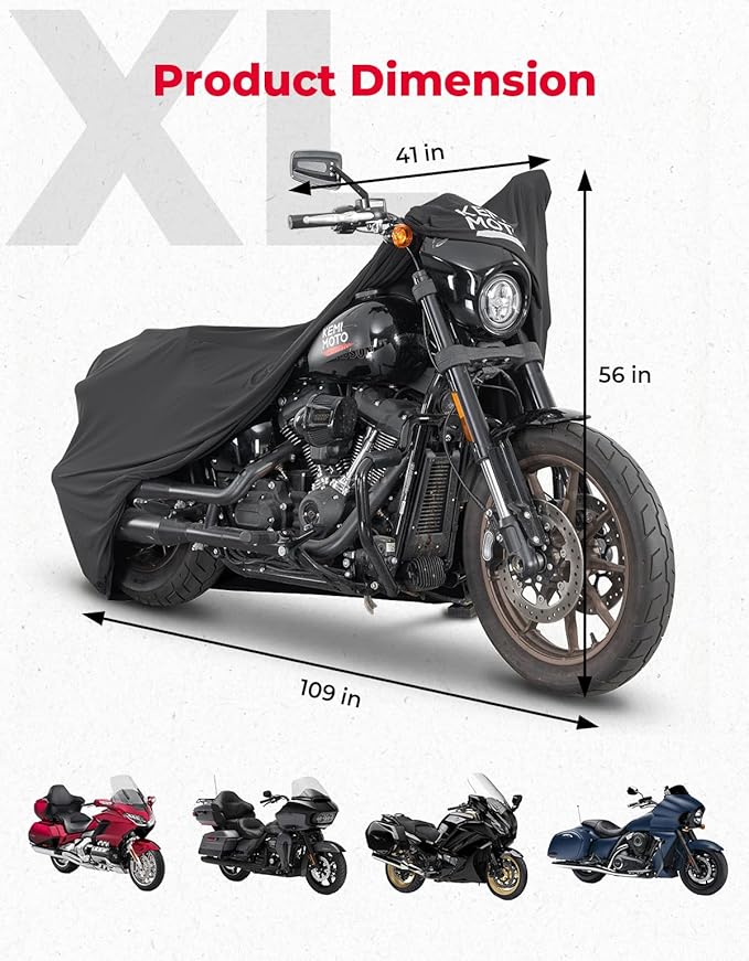 KEMIMOTO Indoor Motorcycle Cover Soft Stretch Dustproof Covers Fit for Side Top Box Touring Ultra Limited Adventure Street Road Electra Glide Road King Chieftain Goldwing 1800 R 1250 RT Roadmaster