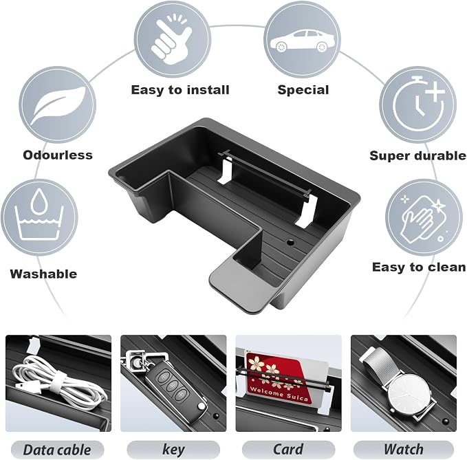 SKTU for 2025 2026 VW Tiguan Center Console Organizer for 2025 2026 Volkswagen Tiguan (S/SE/SE R-Line Black/SEL R-Line) Front Console Tray VW Tiguan 2025 2026 Accessories ABS Anti-Slip Console Tray