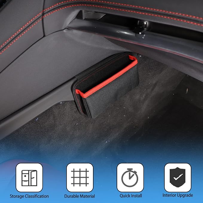 Center Console Side Storage Bag Compatible with Chevrolet Corvette C8 2020-2026, Co-Pilot Center Console Hanging Organizer Storage Bag, Interior Storage Accessories (Passenger Side, Red)